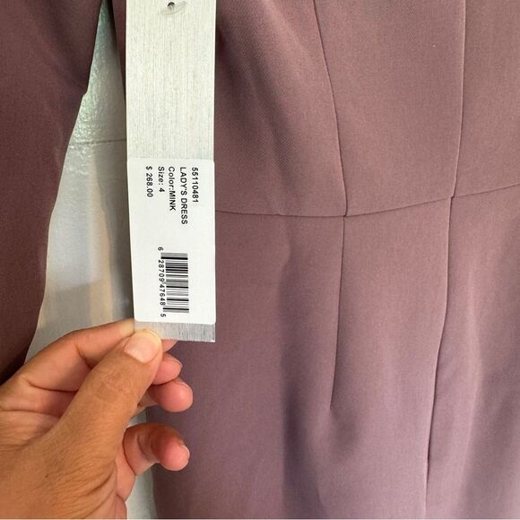 KAY UNGER Anya Asymmetric Crepe Midi-Dress - Mink color, Size 4 - Picture 14 of 16